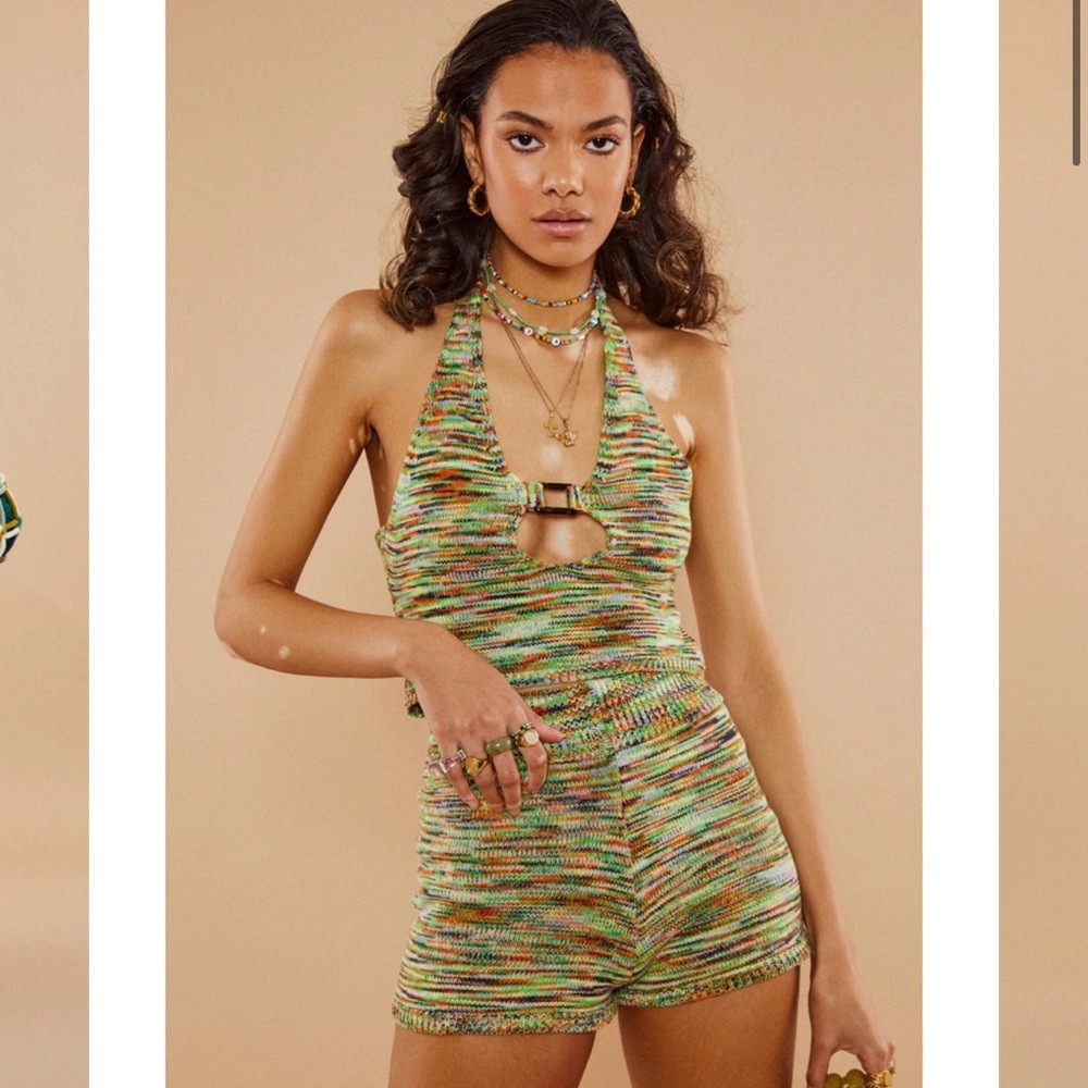 SPACEDYE KNIT HALTER TOP & SHORTS
